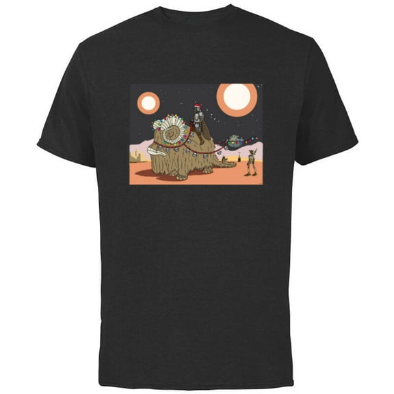 Star Wars Mandalorian & Grogu Christmas Jingle Bell Bantha - Short Sleeve Cotton T-Shirt for Adults - Customized-Black