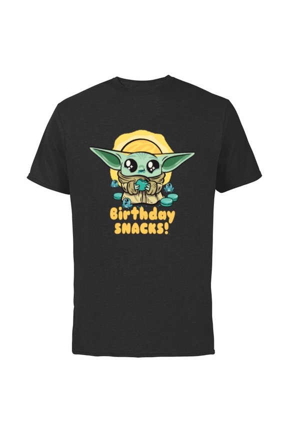 Mandalorian Grogu Frogs & Cookies Birthday Snacks! - Short Sleeve Cotton T-Shirt for Adults - Customized-Black