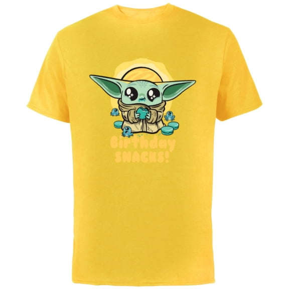 Star Wars Mandalorian Grogu Frogs & Cookies Birthday Snacks! - Short Sleeve Cotton T-Shirt for Adults - Customized-Yellow