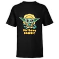 thumbnail image 1 of Star Wars Mandalorian Grogu Frogs & Cookies Birthday Snacks! - Short Sleeve T-Shirt for Kids - Customized-Black, 1 of 5