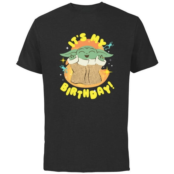 Star Wars Mandalorian Grogu Happy Frogs It’s My Birthday! - Short Sleeve Cotton T-Shirt for Adults - Customized-Black