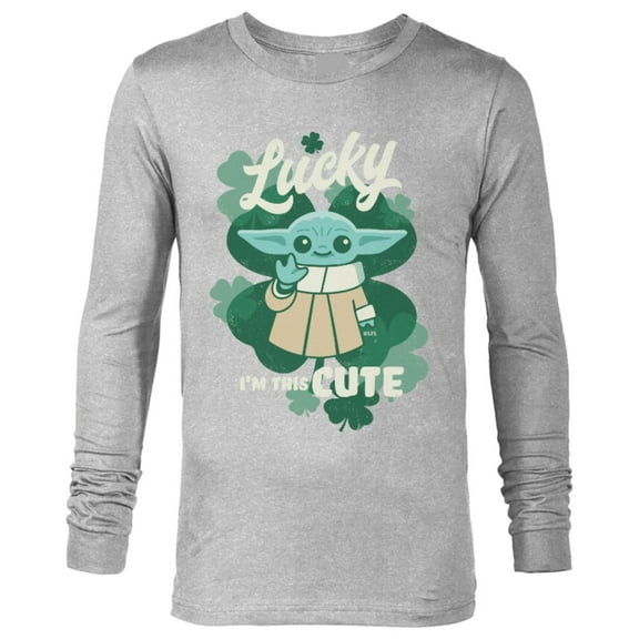 Star Wars Mandalorian Grogu Lucky I’m This Cute Green - Long Sleeve T-Shirt for Men - Customized-Athletic Heather