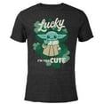 thumbnail image 1 of Star Wars Mandalorian Grogu Lucky I’m This Cute Green - Short Sleeve Blended T-Shirt for Adults - Customized-Black, 1 of 5