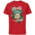 thumbnail image 1 of Star Wars Mandalorian Grogu Lucky I’m This Cute Green - Short Sleeve Cotton T-Shirt for Adults - Customized-Red, 1 of 5