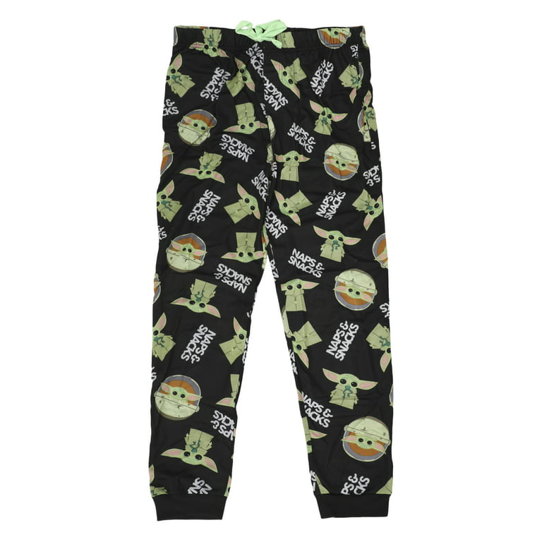 Star Wars Mandalorian Grogu Naps & Snacks Men's Black Sleep Pajama Pants-XL  