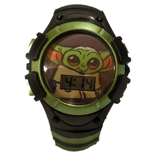 Star Wars Mandalorian Grogu Unisex Child LCD Watch Green Silicone Strap (MNL4002WM)