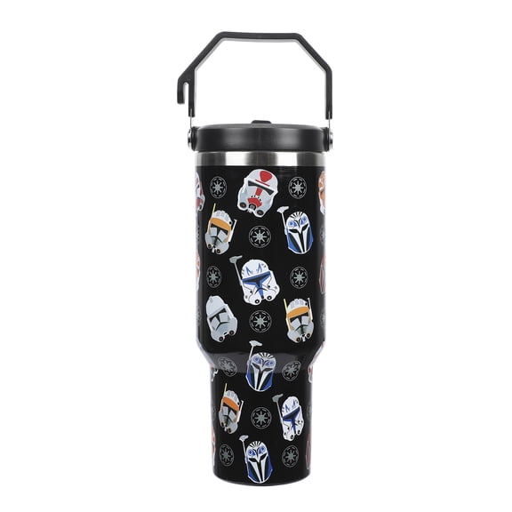 Star Wars Mandalorian Helmets All-Over Print Black 40 Oz Stainless Steel Water Bottle