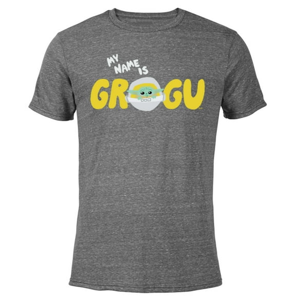 Star Wars Mandalorian My Name is Grogu Cartoon - Short Sleeve Blended T-Shirt for Adults – Customized-Dark Heather