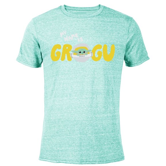 Star Wars Mandalorian My Name is Grogu Cartoon - Short Sleeve Blended T-Shirt for Adults – Customized-Ocean Blue