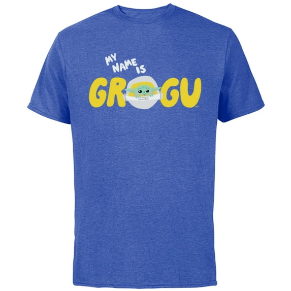 Star Wars Mandalorian My Name is Grogu Cartoon - Short Sleeve Cotton T-Shirt for Adults - Customized-Royal Heather