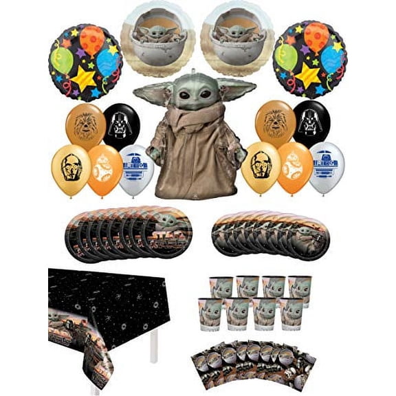 Star Wars Mandalorian The Child Birthday Party Supplies 8 Guest Baby Yoda Table Decor and Balloon Bouquet Decorations