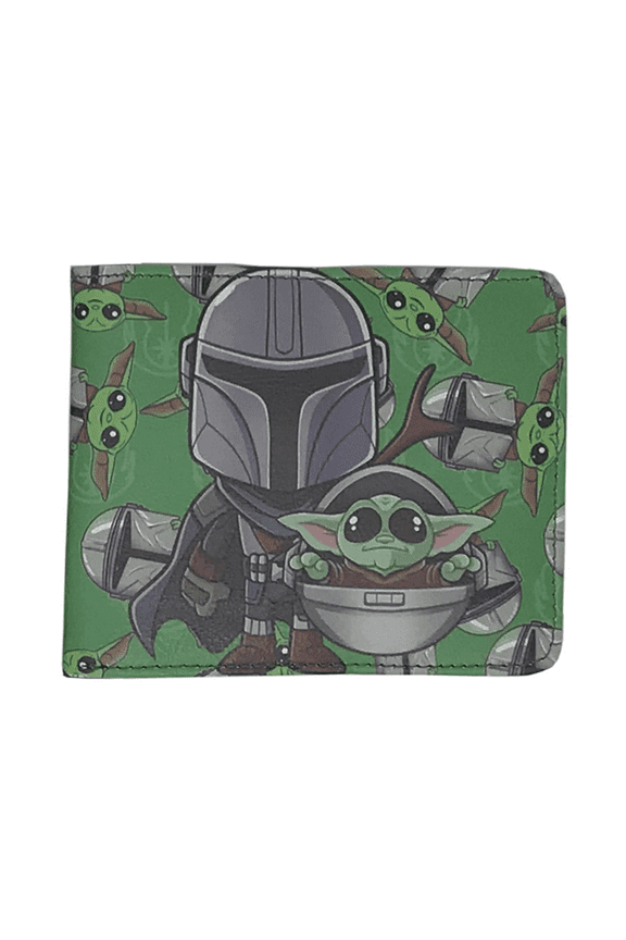 Mandalorian and Baby Yoda Wallet - Baby Yoda in Crib Repeating Pattern