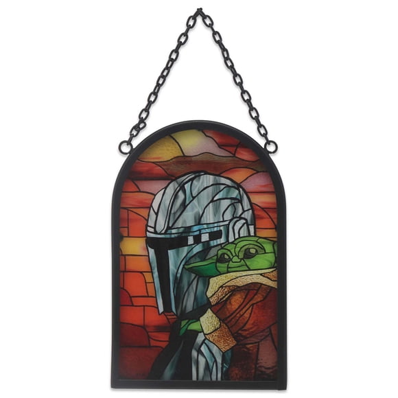 Star Wars Mandalorian and Grogu Print on Glass Wall Art 7.5"