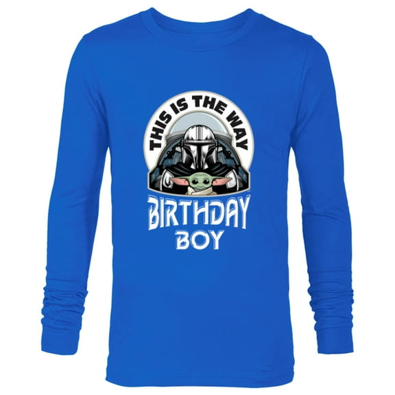 Star Wars Mandalorian and Grogu This is the Way Birthday Boy - Long Sleeve T-Shirt for Men - Customized-Navy