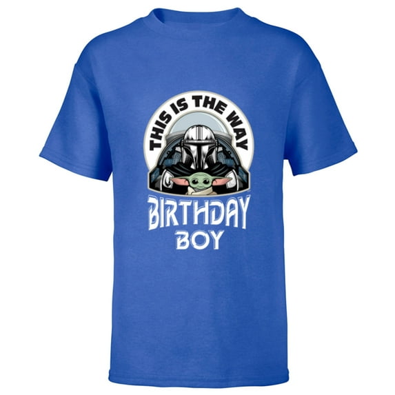 Star Wars Mandalorian and Grogu This is the Way Birthday Boy - Short Sleeve T-Shirt for Kids - Customized-Royal