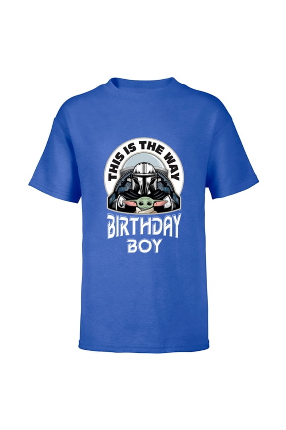 Mandalorian and Grogu This is the Way Birthday Boy - Short Sleeve T-Shirt for Kids - Customized-Royal