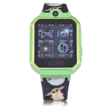 Star Wars Mandalorian Unisex Childrens Smart Watch with Rectangular Metallic Green Case 42MM (MNL4081WM)