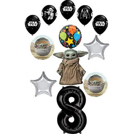 Star Wars Mandalorian the Child 8th Birthday Party Supplies Baby Yoda Balloon Bouquet Decorations