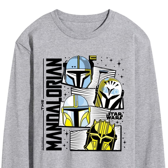 Star Wars - Mando Helmet Grid Men's Long Sleeve Graphic T-Shirt