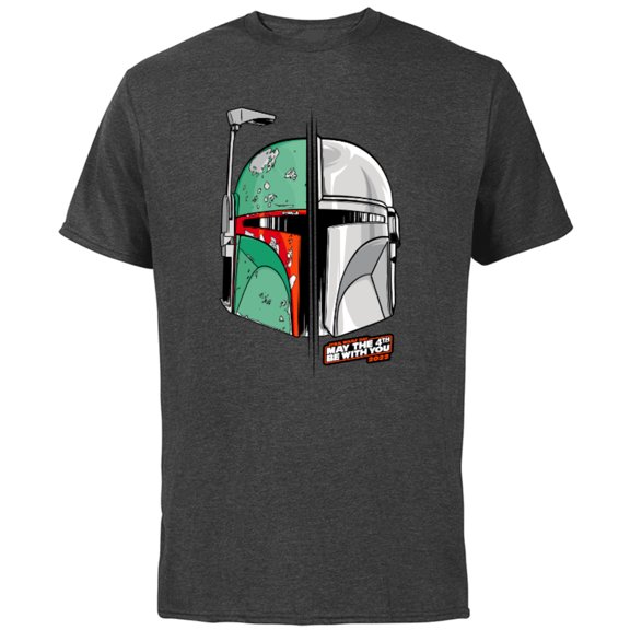 Star Wars Mando and Boba Fett May the 4th Be With You - Short Sleeve Cotton T-Shirt for Adults - Customized-Charcoal