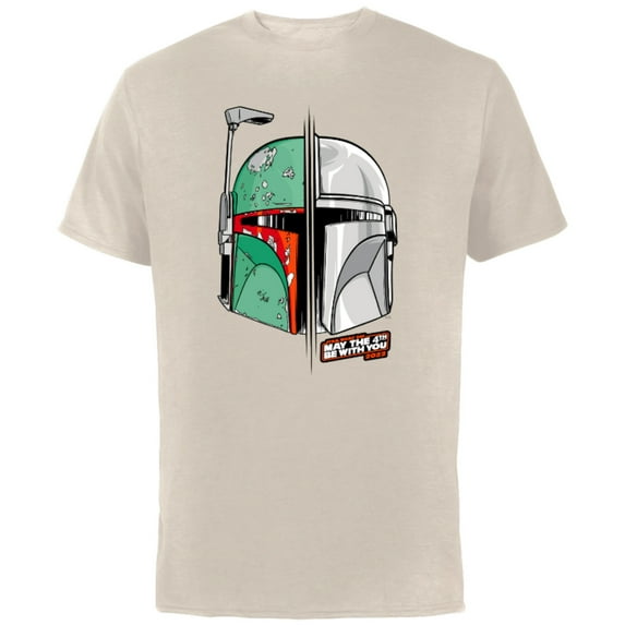 Star Wars Mando and Boba Fett May the 4th Be With You - Short Sleeve Cotton T-Shirt for Adults - Customized-Natural