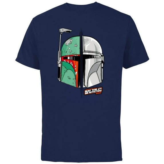 Star Wars Mando and Boba Fett May the 4th Be With You - Short Sleeve Cotton T-Shirt for Adults - Customized-Navy