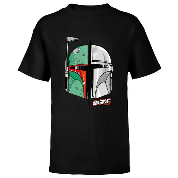 Star Wars Mando and Boba Fett May the 4th Be With You - Short Sleeve T-Shirt for Kids - Customized-Black