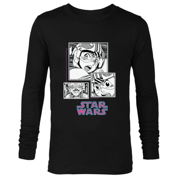 Star Wars Manga Luke Skywalker X-wing Pilot Comic Panels - Long Sleeve T-Shirt for Men - Customized-Black