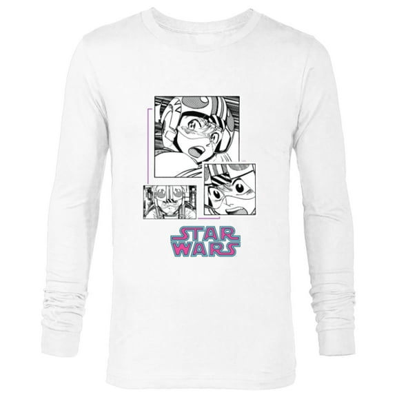 Star Wars Manga Luke Skywalker X-wing Pilot Comic Panels - Long Sleeve T-Shirt for Men - Customized-White