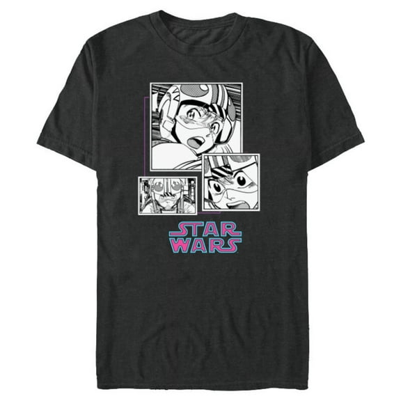 Star Wars Manga Luke Skywalker X-wing Pilot Comic Panels - Short Sleeve Blended T-Shirt for Adults - Customized-Dark Heather