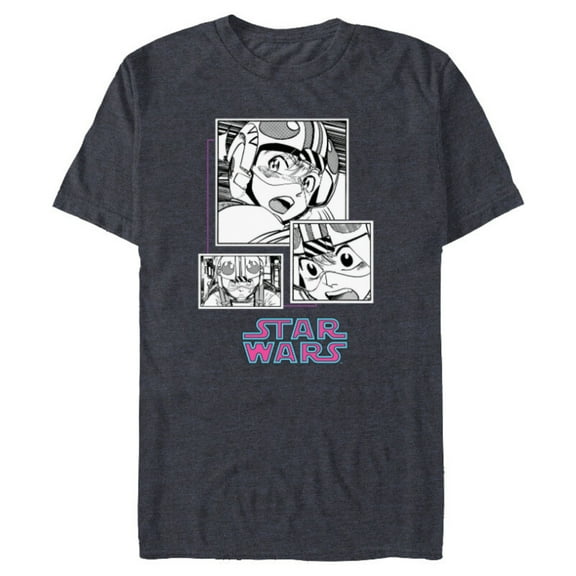 Star Wars Manga Luke Skywalker X-wing Pilot Comic Panels - Short Sleeve Blended T-Shirt for Adults - Customized-Navy Heather