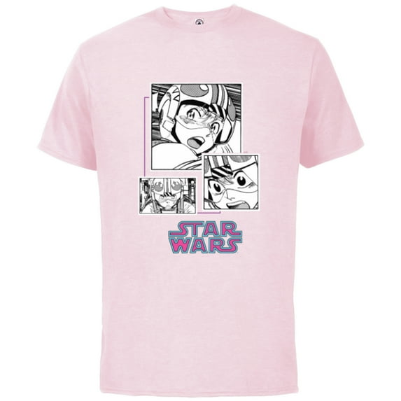 Star Wars Manga Luke Skywalker X-wing Pilot Comic Panels - Short Sleeve Cotton T-Shirt for Adults - Customized-Soft Pink
