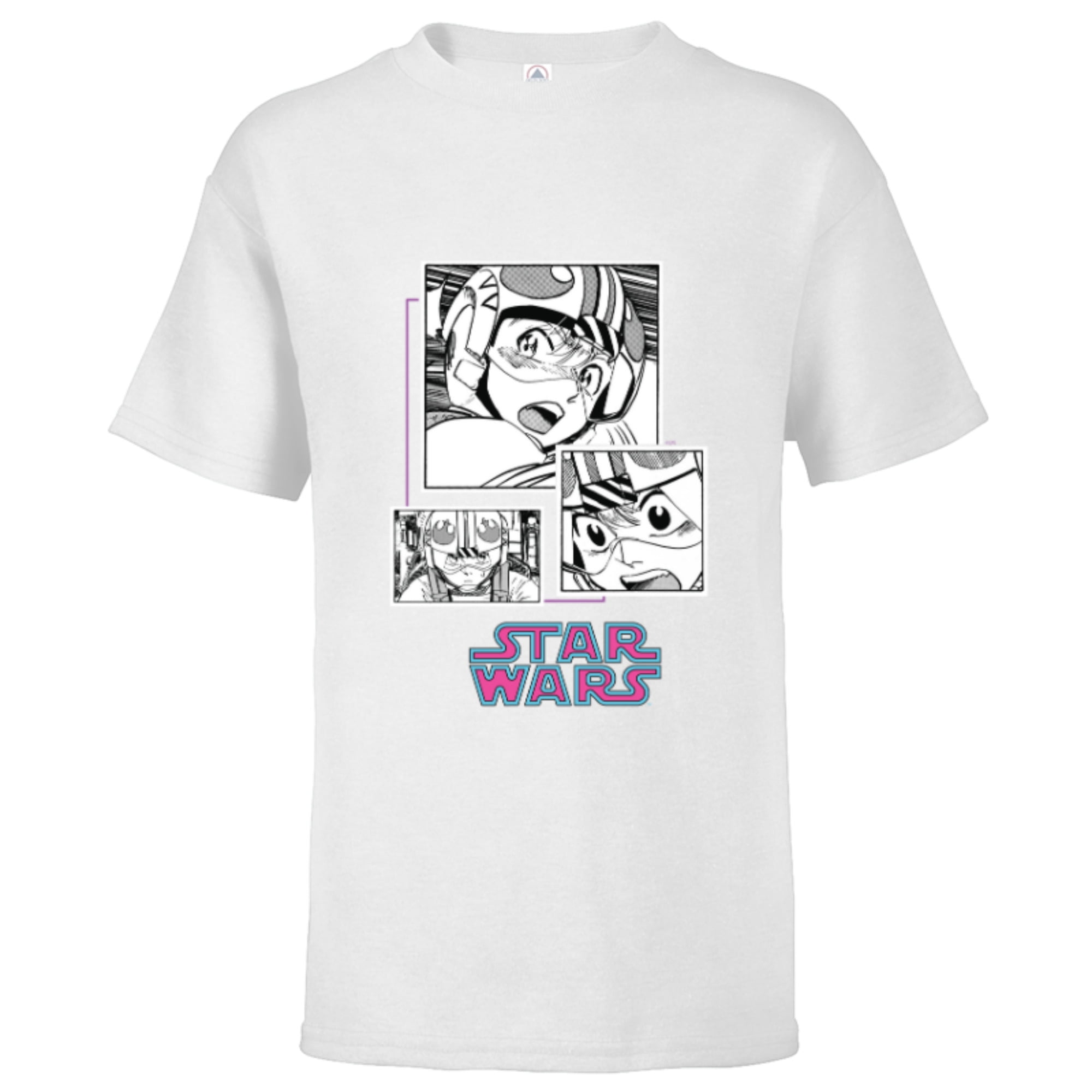 Star Wars Manga Luke Skywalker X wing Pilot Comic Panels Short Sleeve T Shirt for Kids Customized White