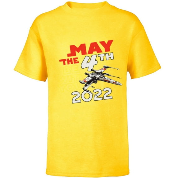 Star Wars May The 4th Be With You 2022 X-Wing Premium - Short Sleeve T-Shirt for Kids - Customized-Yellow