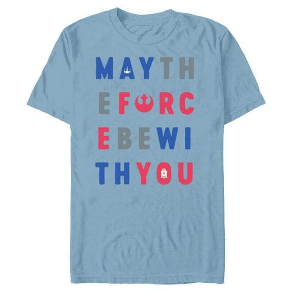 Star Wars May The Force Be With You Americana - Short Sleeve Blended T-Shirt for Adults - Customized-Ocean Blue