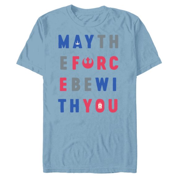 Star Wars May The Force Be With You Americana - Short Sleeve Blended T-Shirt for Adults - Customized-Ocean Blue
