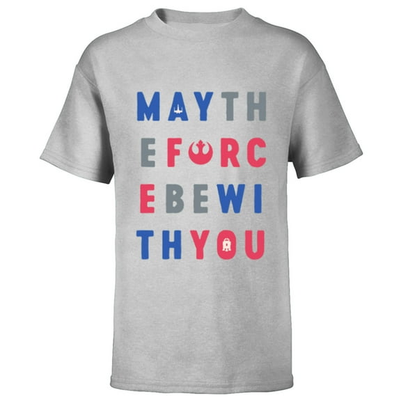 Star Wars May The Force Be With You Americana - Short Sleeve T-Shirt for Kids - Customized-Athletic Heather