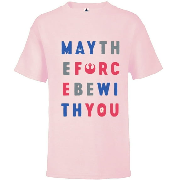 Star Wars May The Force Be With You Americana - Short Sleeve T-Shirt for Kids - Customized-Soft Pink