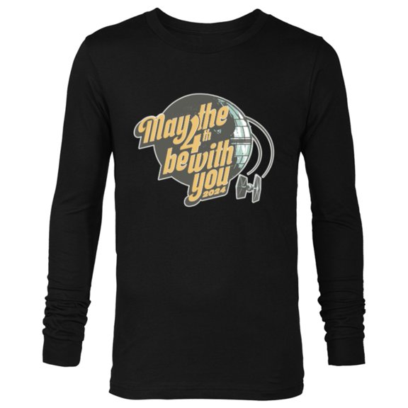 Star Wars May the 4th Be With You 2024 Death Star Retro - Long Sleeve T-Shirt for Men - Customized-Black