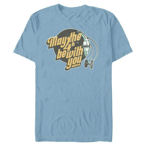 Star Wars May the 4th Be With You 2024 Death Star Retro - Short Sleeve Blended T-Shirt for Adults - Customized-Ocean Blue