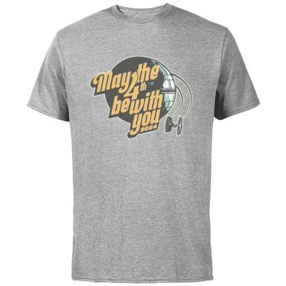 Star Wars May the 4th Be With You 2024 Death Star Retro - Short Sleeve Cotton T-Shirt for Adults - Customized-Athletic Heather