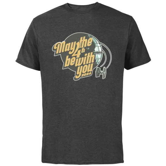 Star Wars May the 4th Be With You 2024 Death Star Retro - Short Sleeve Cotton T-Shirt for Adults - Customized-Charcoal