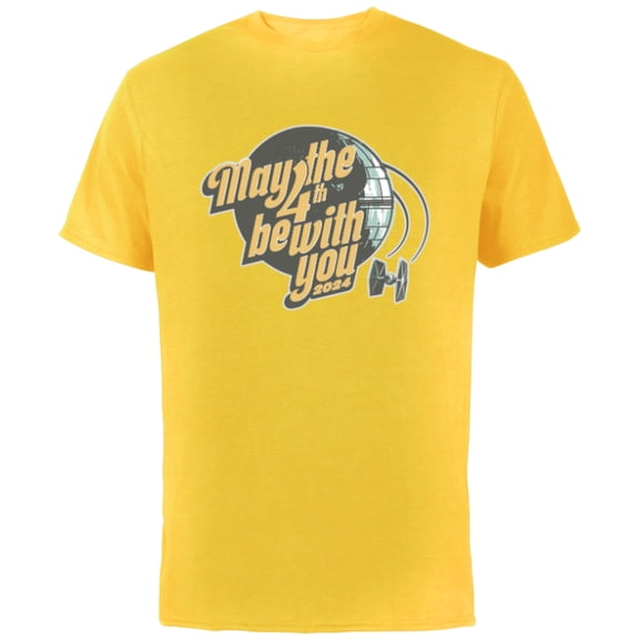 Star Wars May the 4th Be With You 2024 Death Star Retro - Short Sleeve Cotton T-Shirt for Adults - Customized-Yellow