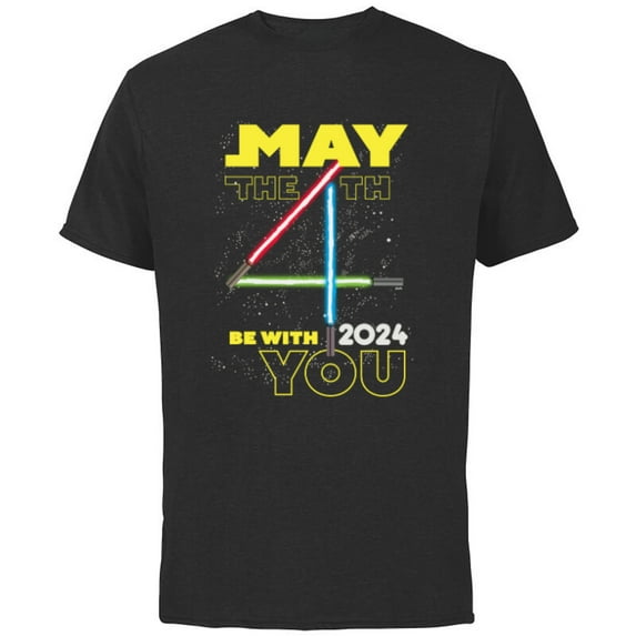 Star Wars May the 4th Be With You 2024 Lightsabers - Short Sleeve Cotton T-Shirt for Adults - Customized-Black