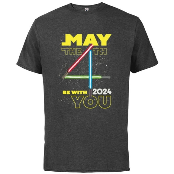 Star Wars May the 4th Be With You 2024 Lightsabers - Short Sleeve Cotton T-Shirt for Adults - Customized-Charcoal Heather