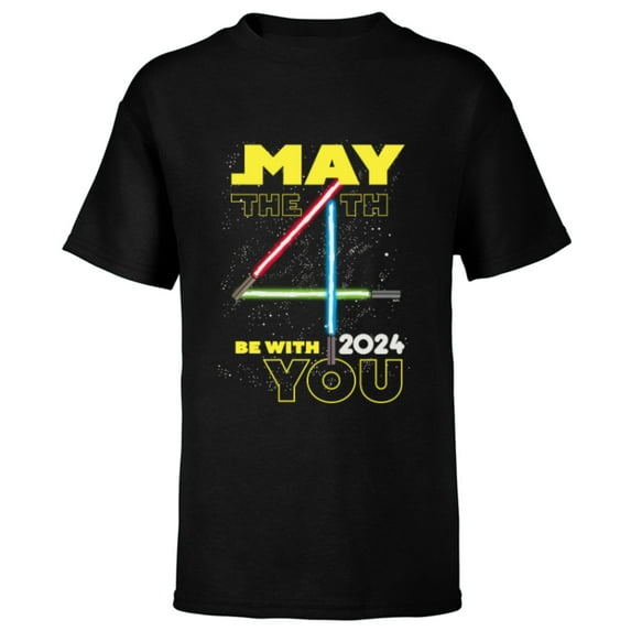 Star Wars May the 4th Be With You 2024 Lightsabers - Short Sleeve T-Shirt for Kids - Customized-Black