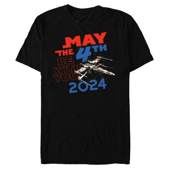 Star Wars May the 4th Be With You 2024 Luke’s X-Wing Fighter - Short Sleeve Blended T-Shirt for Adults - Customized-Black