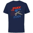 thumbnail image 1 of Star Wars May the 4th Be With You 2024 Luke’s X-Wing Fighter - Short Sleeve Cotton T-Shirt for Adults - Customized-Navy, 1 of 5