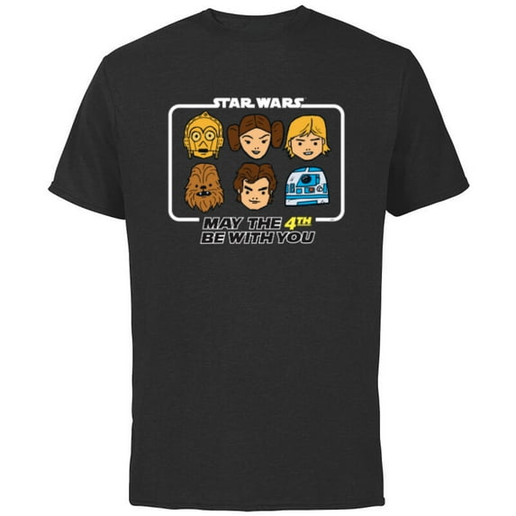 Star Wars May the 4th Be With You Classic Movie Characters - Short Sleeve Cotton T-Shirt for Adults - Customized-Black