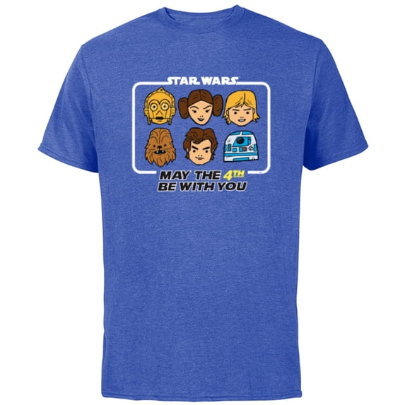 Star Wars May the 4th Be With You Classic Movie Characters - Short Sleeve Cotton T-Shirt for Adults - Customized-Royal Heather